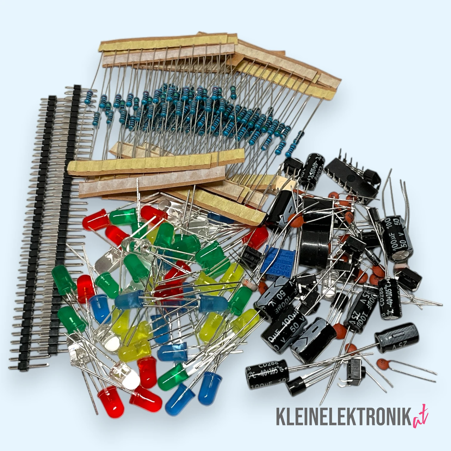 Großes Elektronik-Bauteileset (200+ Teile) – LEDs, Widerstände, Kondensatoren, Transistoren u.v.m. für Arduino & DIY
