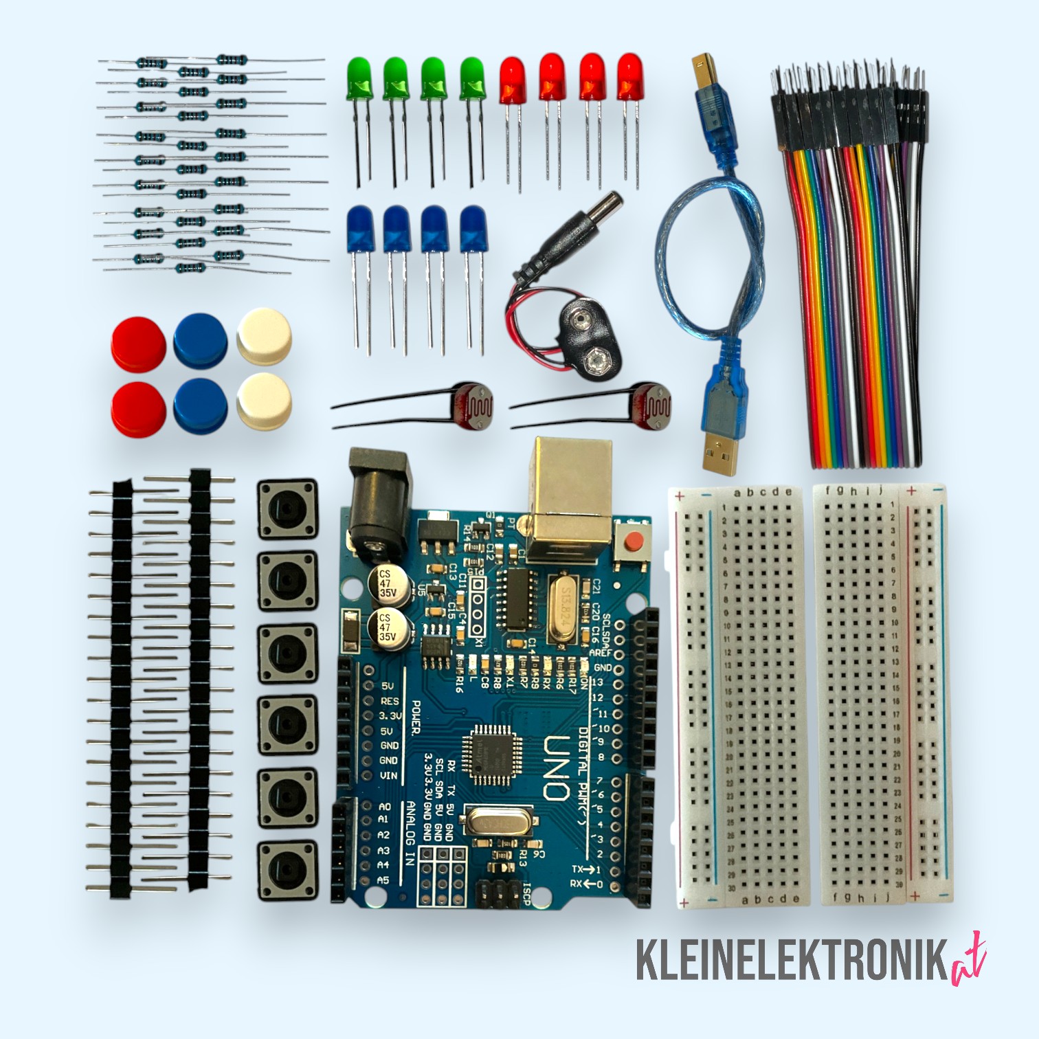UNO R3 Starterkit – Komplettset mit Breadboards, LEDs, Tastern & USB-Kabel