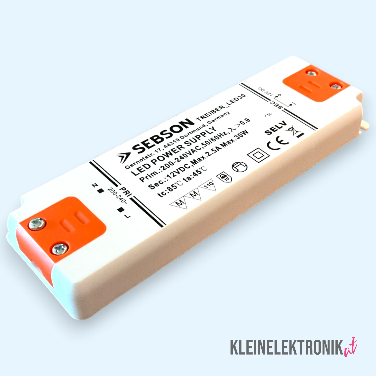 SEBSON LED Netzteil 12V – 30W 2,5A Konstantspannung, IP20, für LED-Streifen & Elektronik