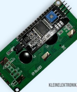 Alternative view of LCD 1602 Display (16x2 Zeichen) mit I2C Modul, grüner Hintergrund, für Arduino