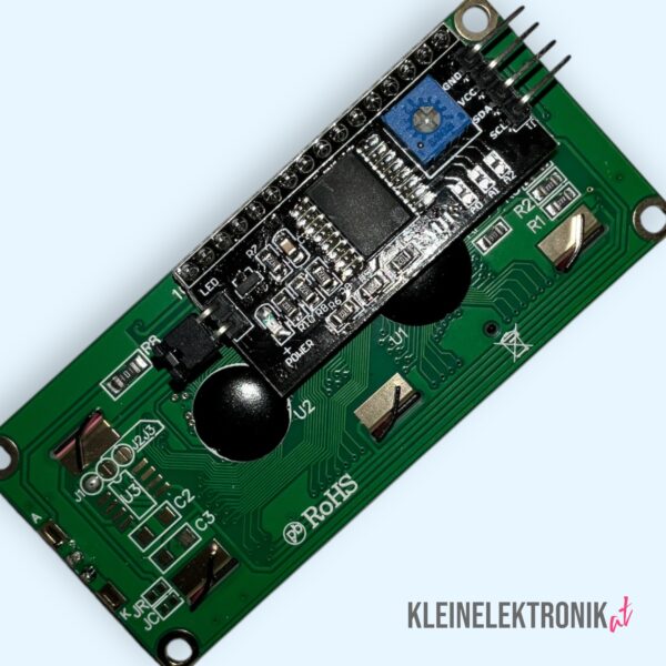 200115-2 LCD 1602 Display (16x2 Zeichen) mit I2C Modul, grüner Hintergrund, für Arduino