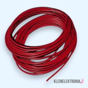 5m Zwillingslitze 2-adrig Rot/Schwarz 22AWG (0.34mm²) | 5 Meter Kabelrolle